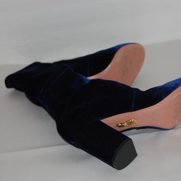 37/US7❤️Aquazzura Stretch Velvet Leather High Heels Ankle Boots Bootie ITALY - Picture 7 of 8